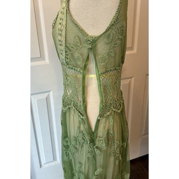 Sundance Dress NO SLIP Womens 4 READ Green Fairy Boho Babydoll Coquette Lace - Picture 7 of 12